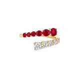 14K Gold Basket Prong Set Ruby and Diamond Open Wrapped Band