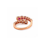 14K Gold Basket Prong Set Ruby and Diamond Open Wrapped Band