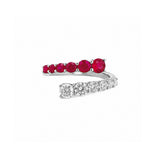 14K Gold Basket Prong Set Ruby and Diamond Open Wrapped Band