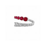 14K Gold Basket Prong Set Ruby and Diamond Open Wrapped Band