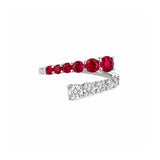 14K Gold Basket Prong Set Ruby and Diamond Open Wrapped Band