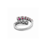 14K Gold Basket Prong Set Ruby and Diamond Open Wrapped Band
