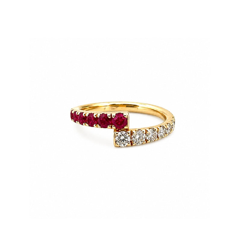 14K Gold Ruby and Diamond Wrapped Band
