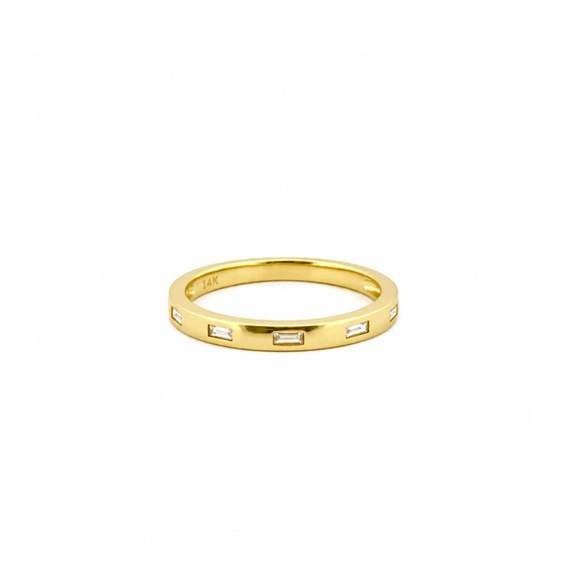 14K Gold Diamond Baguette Band