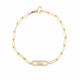 14K Gold Paper Clip Motif Diamond Bracelet