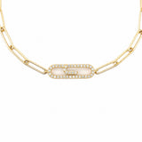 14K Gold Paper Clip Motif Diamond Bracelet