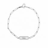 14K Gold Paper Clip Motif Diamond Bracelet