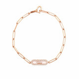 14K Gold Paper Clip Motif Diamond Bracelet