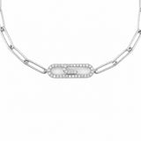 14K Gold Paper Clip Motif Diamond Bracelet