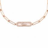 14K Gold Paper Clip Motif Diamond Bracelet