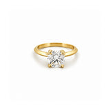 14K Gold Lab Grown Round Diamond Edged Solitaire Engagement Ring