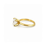 14K Gold Lab Grown Round Diamond Edged Solitaire Engagement Ring