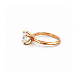 14K Gold Lab Grown Round Diamond Edged Solitaire Engagement Ring