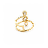 14K Gold Two Row Multi Shape Bezel Diamond Band