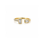 14K Gold Alternating Baguette Bezel Diamond Band