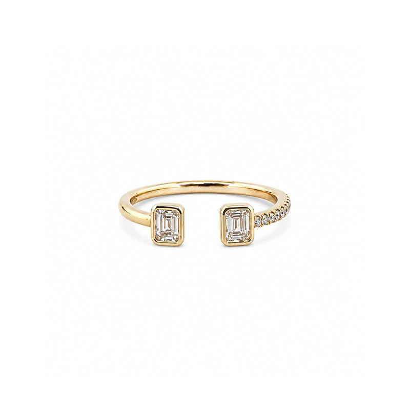 14K Gold Open Baguette Bezel Diamond Band