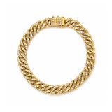 14K Gold 7.7MM Natural Diamond Cuban Bracelet