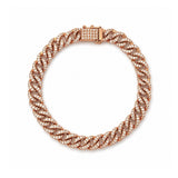 14K Gold 7.7MM Natural Diamond Cuban Bracelet