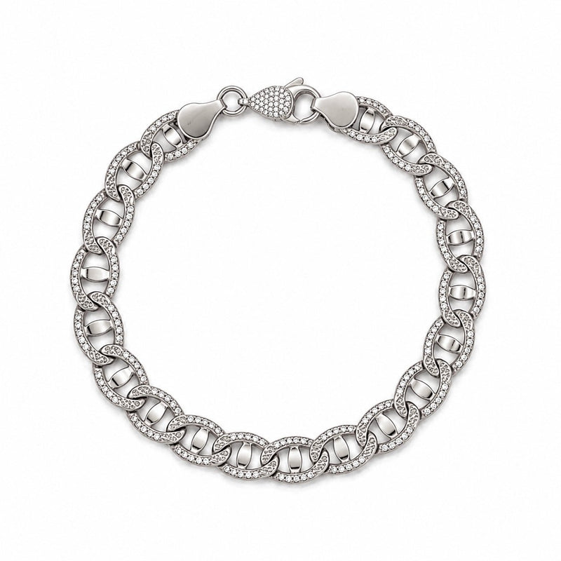 14K Gold 8.3MM Natural Diamond Mariner Bracelet