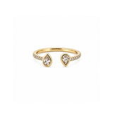 14K Gold Open Alternating Pear Bezel Diamond Band