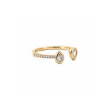14K Gold Open Alternating Pear Bezel Diamond Band