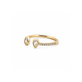 14K Gold Open Alternating Pear Bezel Diamond Band