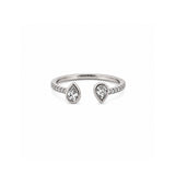 14K Gold Open Alternating Pear Bezel Diamond Band