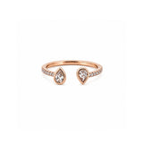 14K Gold Open Alternating Pear Bezel Diamond Band