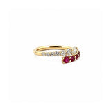 14K Gold Prong Set Ruby and Diamond Open Wrapped Band