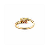 14K Gold Prong Set Ruby and Diamond Open Wrapped Band