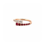 14K Gold Prong Set Ruby and Diamond Open Wrapped Band
