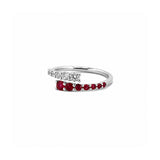 14K Gold Prong Set Ruby and Diamond Open Wrapped Band