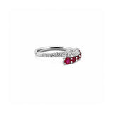 14K Gold Prong Set Ruby and Diamond Open Wrapped Band