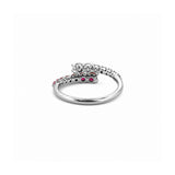 14K Gold Prong Set Ruby and Diamond Open Wrapped Band