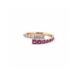 14K Gold Open Wrapped Pink Sapphire and Diamond Band