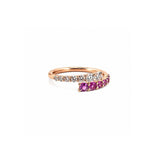 14K Gold Open Wrapped Pink Sapphire and Diamond Band
