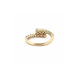14K Gold Open Wrapped Pink Sapphire and Diamond Band