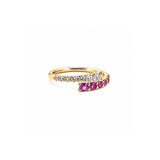 14K Gold Open Wrapped Pink Sapphire and Diamond Band