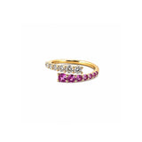 14K Gold Open Wrapped Pink Sapphire and Diamond Band