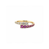 14K Gold Open Wrapped Pink Sapphire and Diamond Band