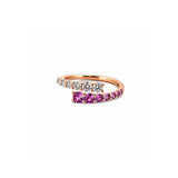 14K Gold Open Wrapped Pink Sapphire and Diamond Band