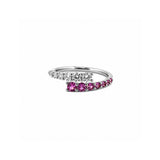 14K Gold Open Wrapped Pink Sapphire and Diamond Band