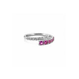 14K Gold Open Wrapped Pink Sapphire and Diamond Band