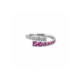 14K Gold Open Wrapped Pink Sapphire and Diamond Band