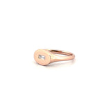14K Gold Baguette Diamond Signet Ring