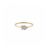 14K Gold Toi Et Moi Heart and Baguette Diamond Ring
