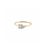 14K Gold Toi Et Moi Heart and Baguette Diamond Ring
