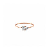 14K Gold Toi Et Moi Heart and Baguette Diamond Ring
