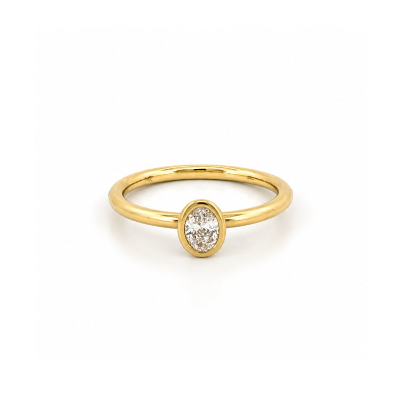 14K Gold Oval Bezel Natural Diamond Band