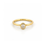14K Gold Oval Bezel Natural Diamond Band